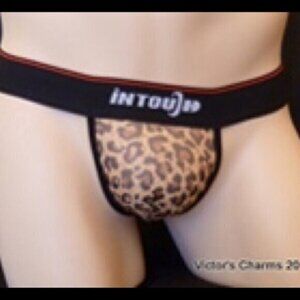 NWT 5/$25 One wholesale lot Victor's Charms/Intouch Leopard Print Jockstrap SzL
